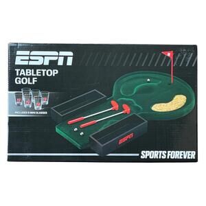 ESPN Tabletop Golf Drinking Game 2 Mini Putters & 6 Shot Glasses NEW Open Box